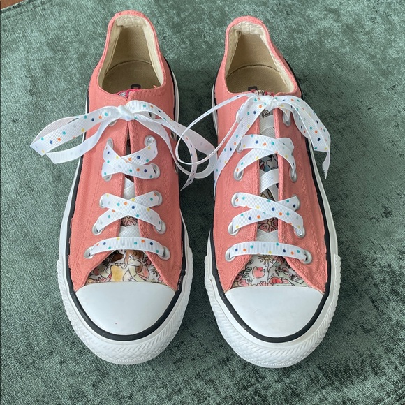 Converse All Stars Shoes - Coral Pink ConverseCustom Low-Top Disney Princess Sneakers